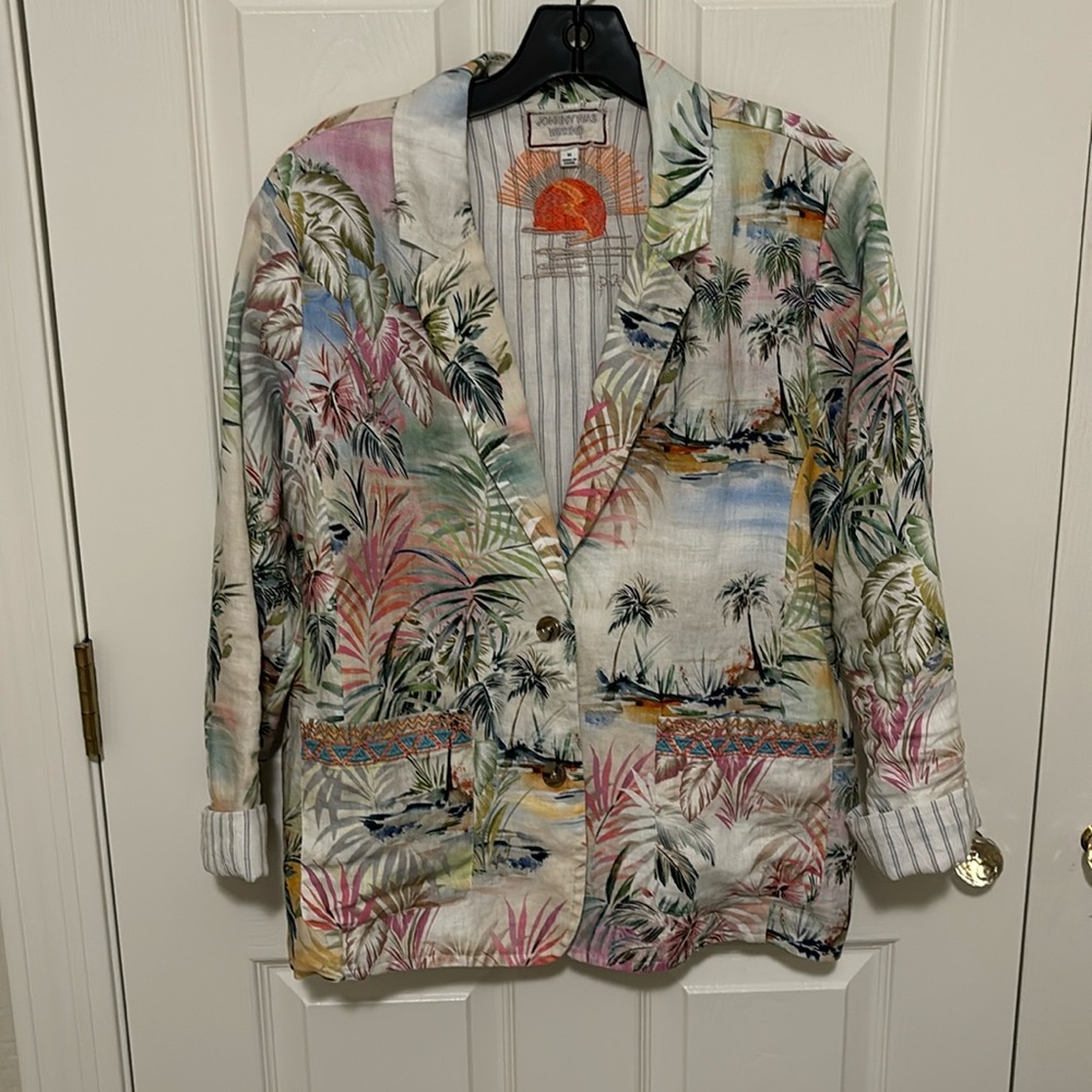Johnny Was linen blazer size M